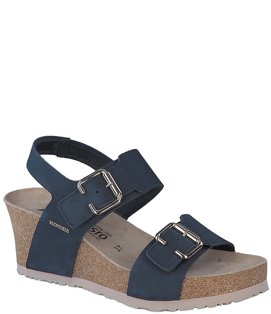 Mephisto Lissandra Leather & Cork Wedge Sandals