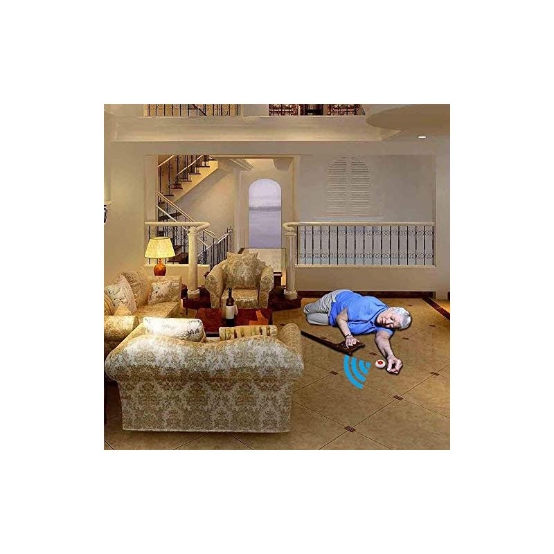 Caregiver Pager Wireless Call Button for Elderly Home Alert System Alarm Emergency Call Button Personal Life Alert for Elderly Seniors Patient Nurse Call System 1 Receiver 2 Panic Call Button