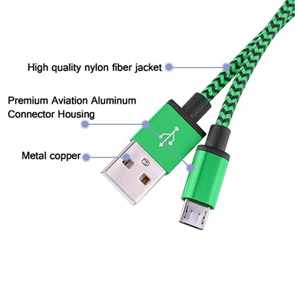 Micro Cable 2A Fast Charging Nylon Sync Data Mobile Phone Adapter Charger Cable For Samsung Sony HTC LG Android Cables