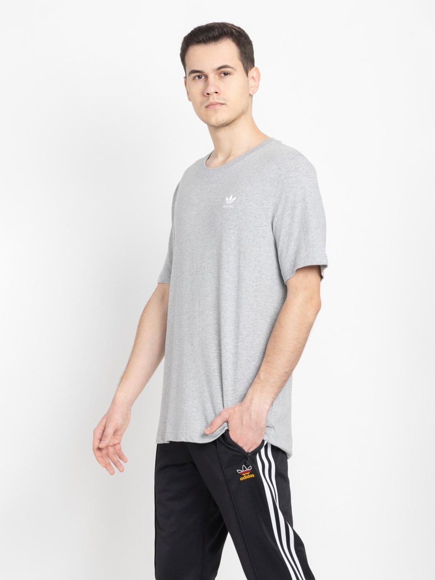 Adidas Originals Grey Cotton Regular Fit T-Shirt