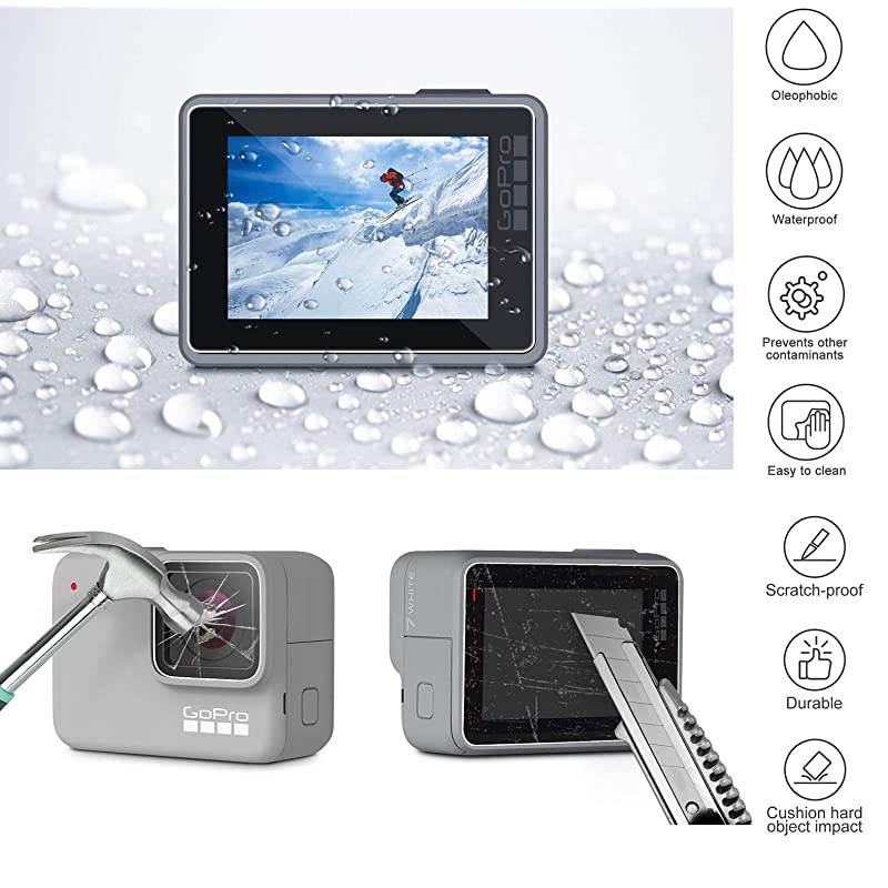 Accessories kit for GoPro Hero 7 White/Silver, Including Waterproof Housing Case/Portable Small Carrying case/Screen Protector/Carabiner/Camouflage Strap/Anti-Fog Insert