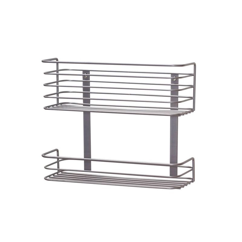 Household Essentials 2 Tier Basket Organizer Door Mount Nickel