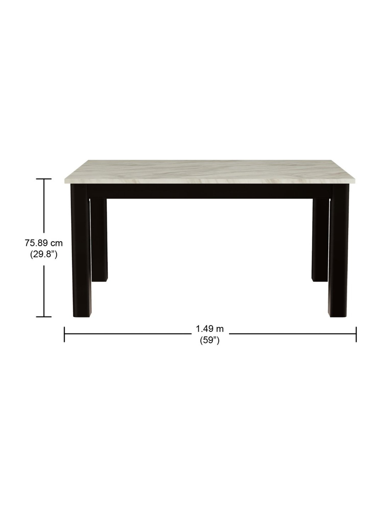 Godrej Interio Allure Black & White Rubber Wood 6 Seater Rectangular Dining Table