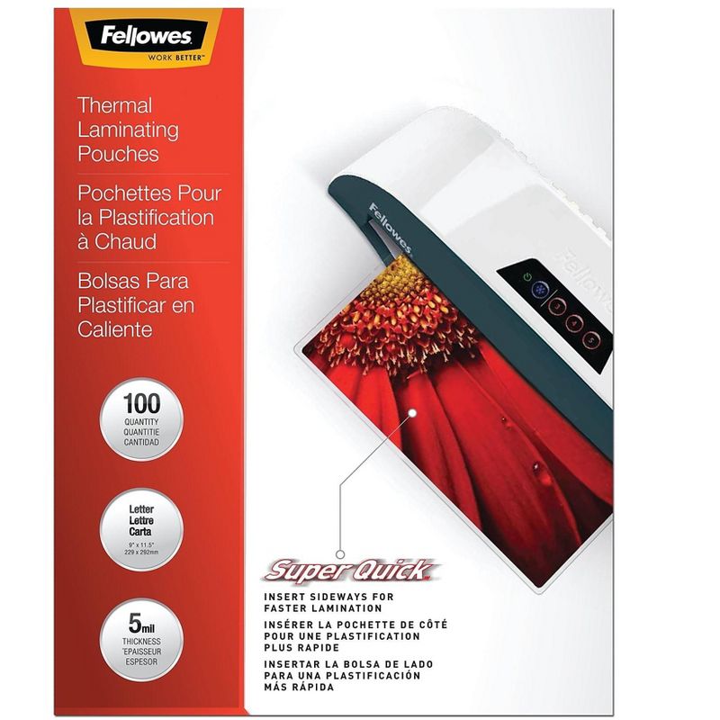 Fellowes Laminating Pouches Ltr 5Mil 9"x11-1/2" 50Shts/PK CL 5223001