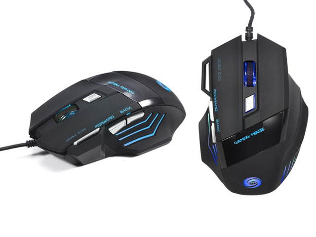 Gaming Mouse Wired [5500 DPI] [Programmable] Ergonomic Game USB Computer Mice RGB Gamer Desktop Laptop PC Gaming Mouse, 7 Buttons for Windows 7/8/10/XP, Black