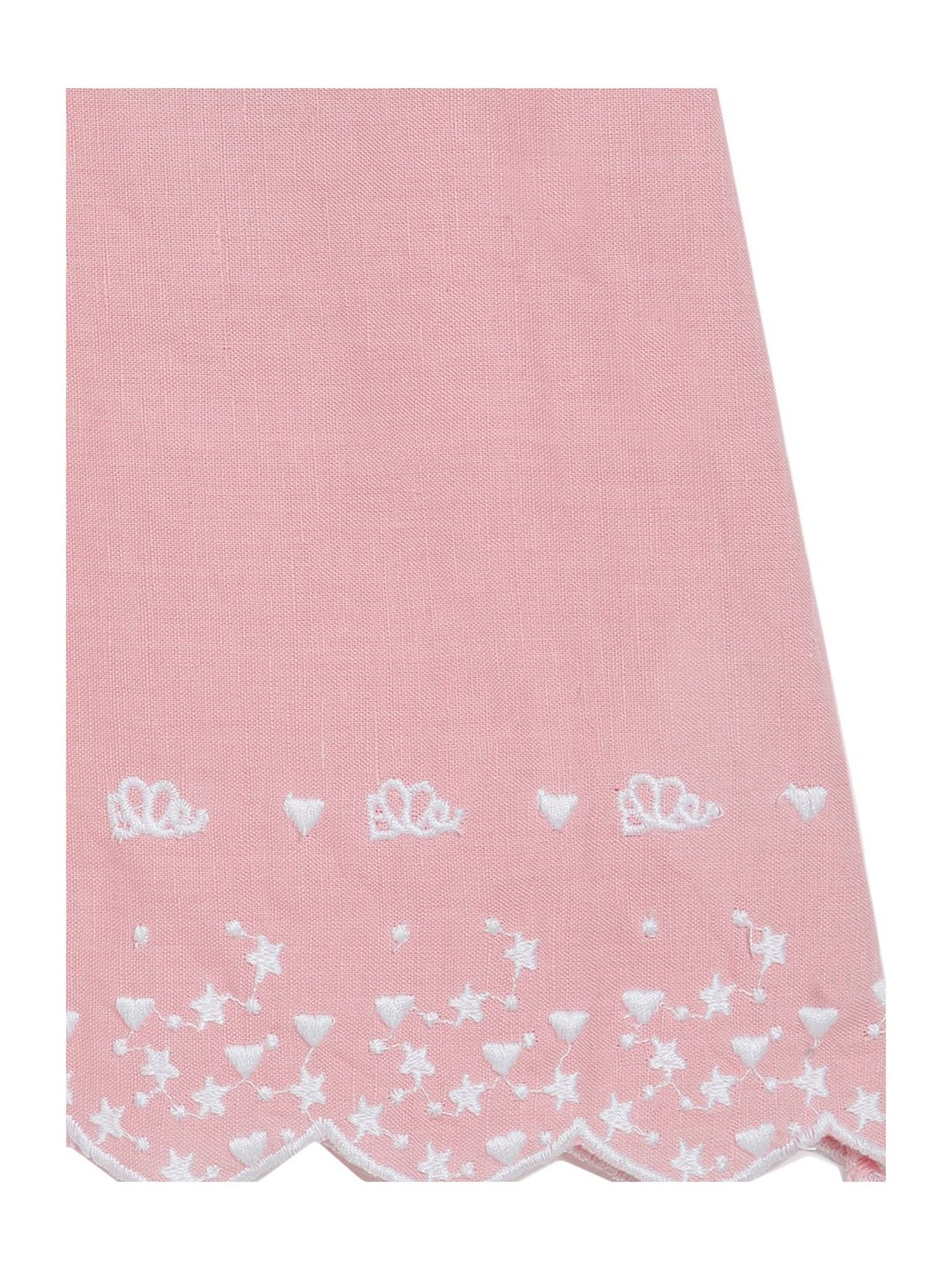 Elle Kids Pink Cotton Embroidered Dress