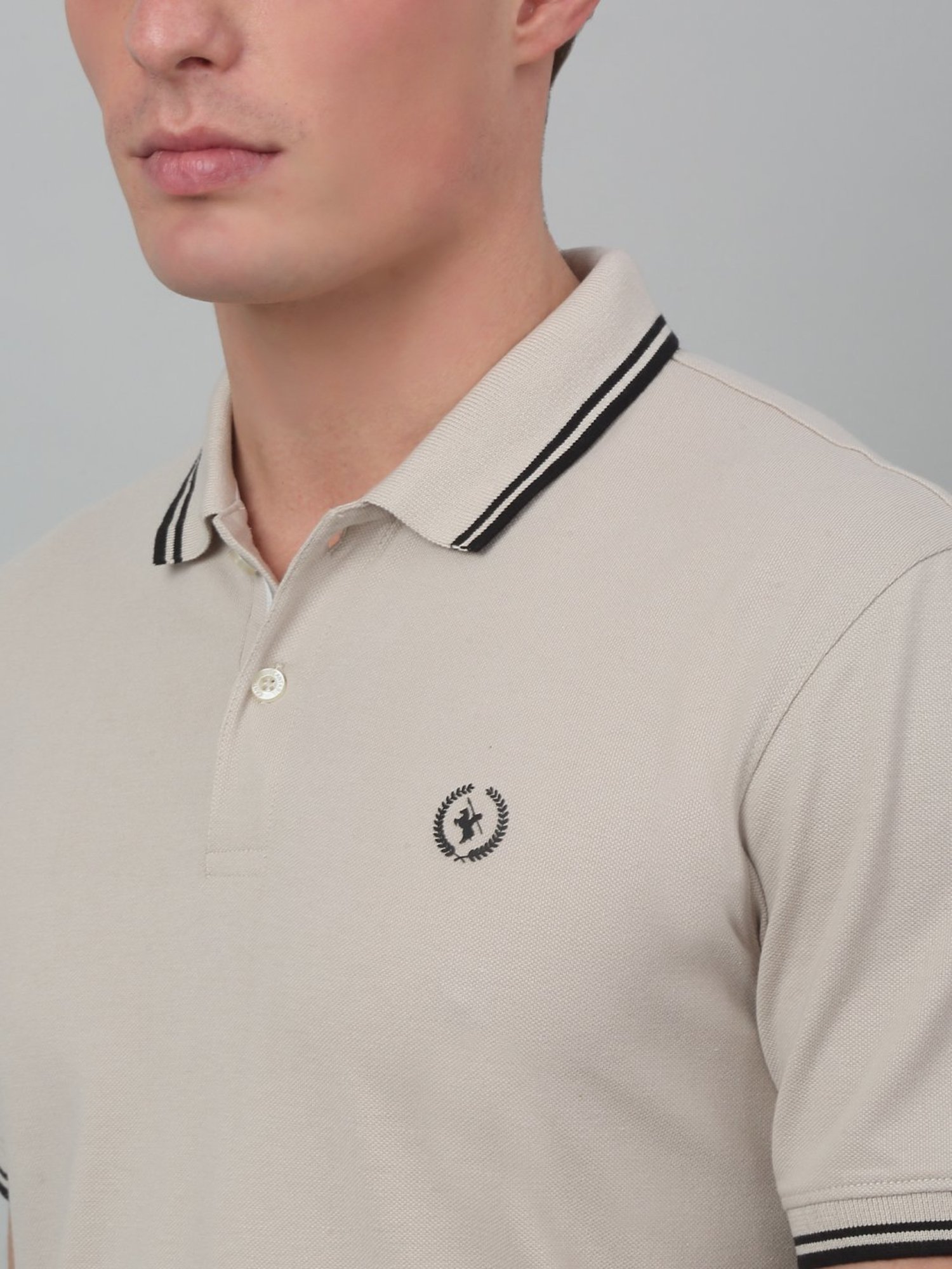 Cantabil Beige Regular Fit Polo T-Shirt