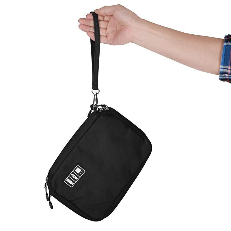 Electronic Organizer Travel Cable Organizer Electronics Accessories Cases for 7.9'' iPad Mini, Cables, Chargers, Travel USB Chargers, Cellphones, SD Card Black (Black)