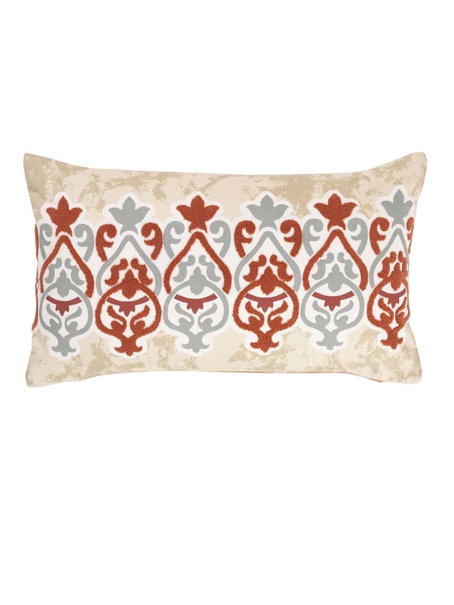 Maspar Hues Nouveau Tradition Kaleen Global Fiery Red & Beige Cotton Cushion Cover