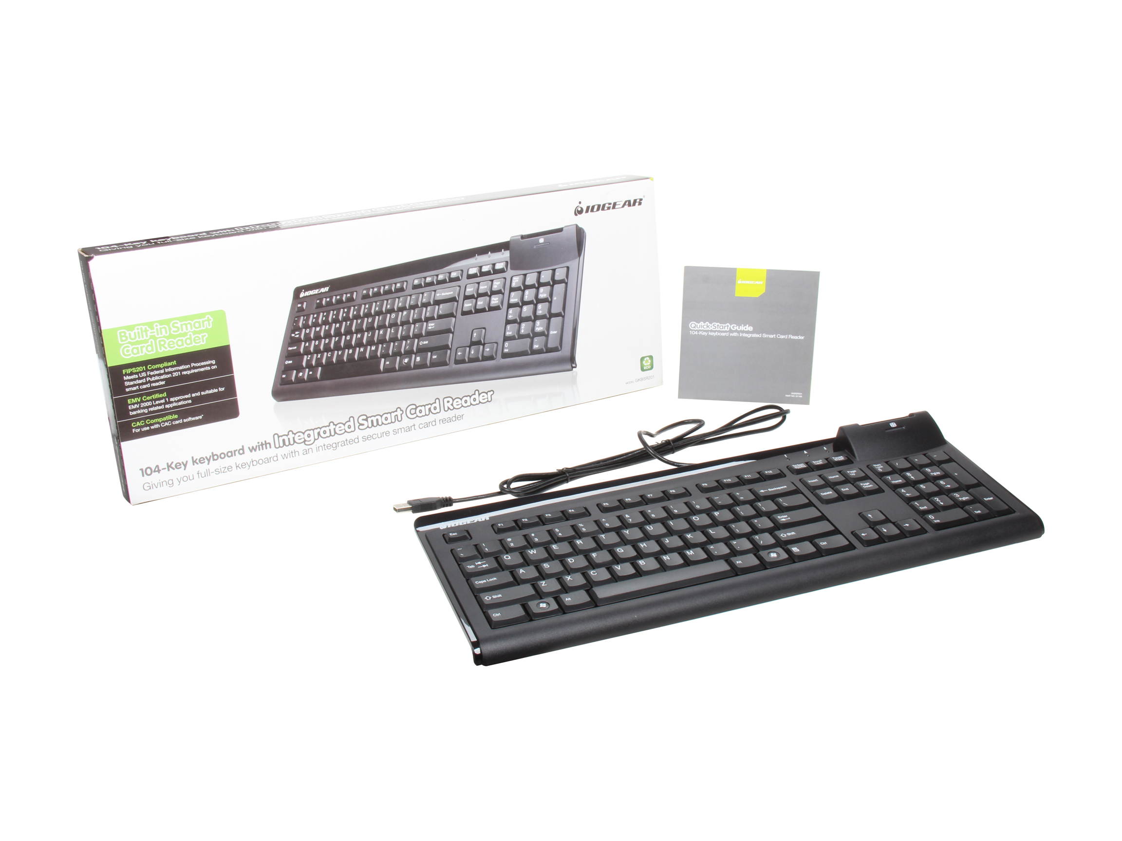IOGEAR GKBSR201 Black Wired Keyboard With Integrated Smart Card Reader