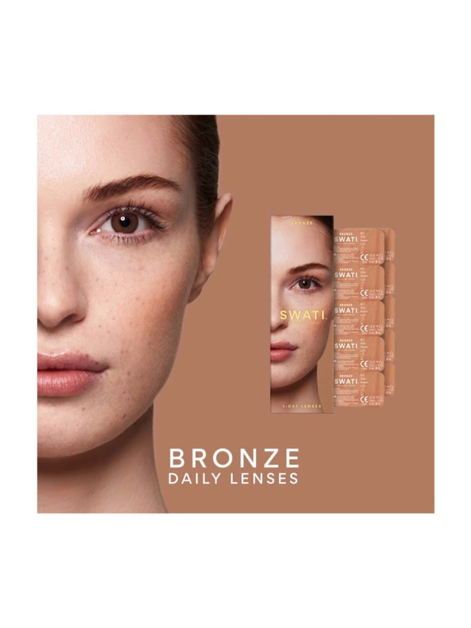 Swati Cosmetics Coloured Contact Lenses - Bronze (1 Day, Power -3.50)