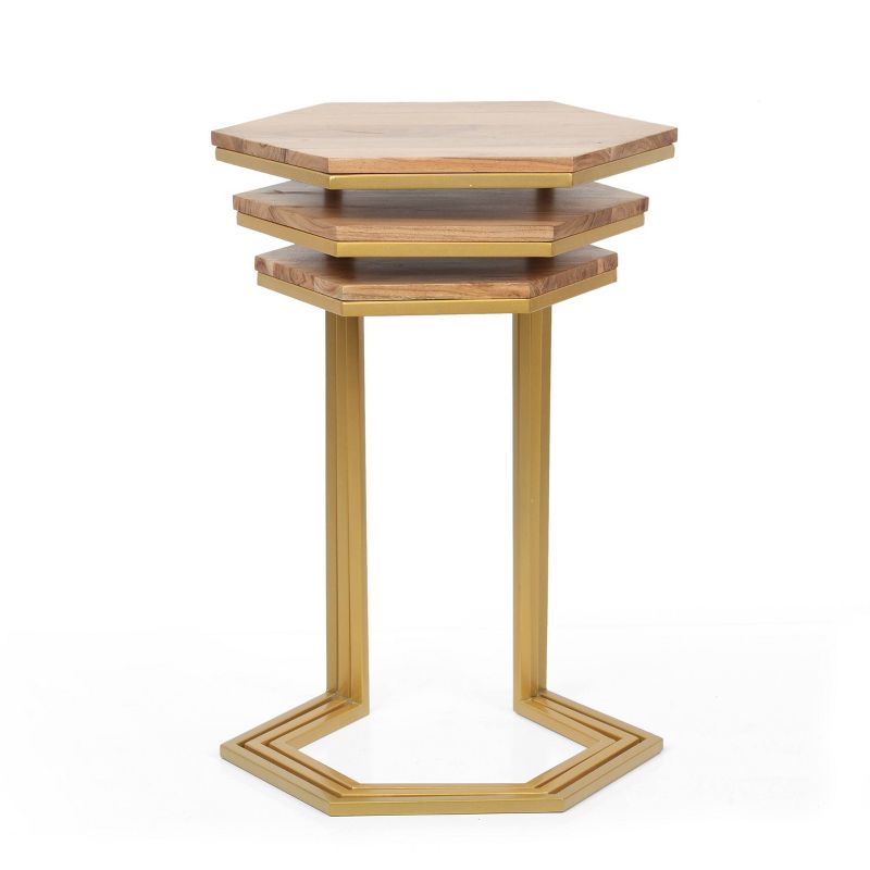 Set of 3 Glam Mirrored Accent Tables Gold - Olivia & May