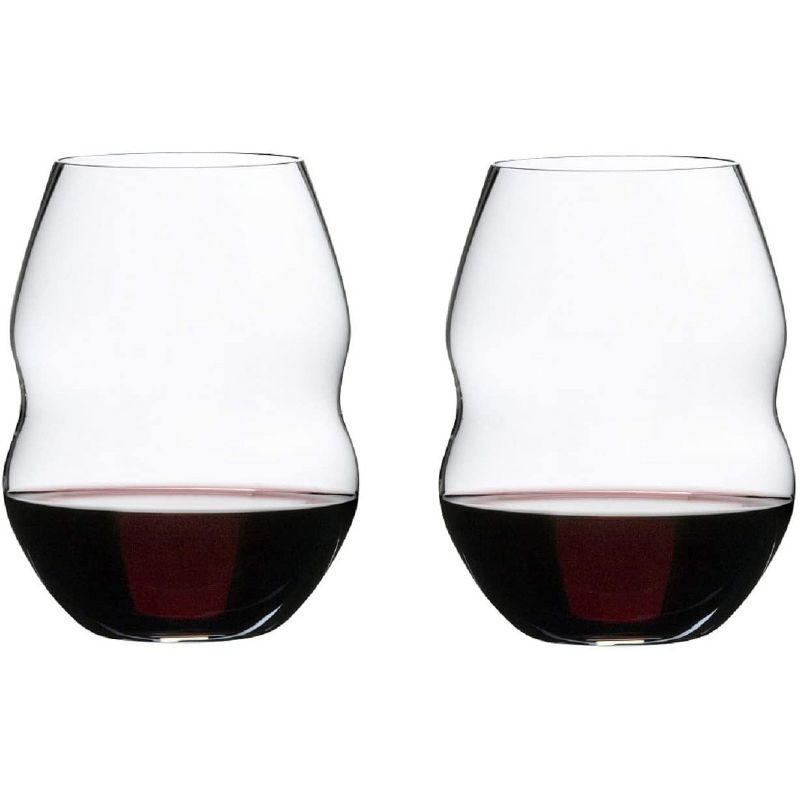 Riedel 20.45 Ounce Swirl Red Wine Clear Crystal Stemless Tumbler Wine Glass Set Suited for Variety of Red and Pink Wines, Set of 2