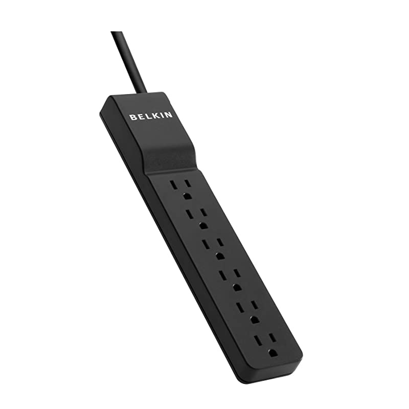 6Outlet HomeOffice Surge Protector with Essential Power Filtration and 4Foot Cord 700 Joules BE10600004BLKBlack