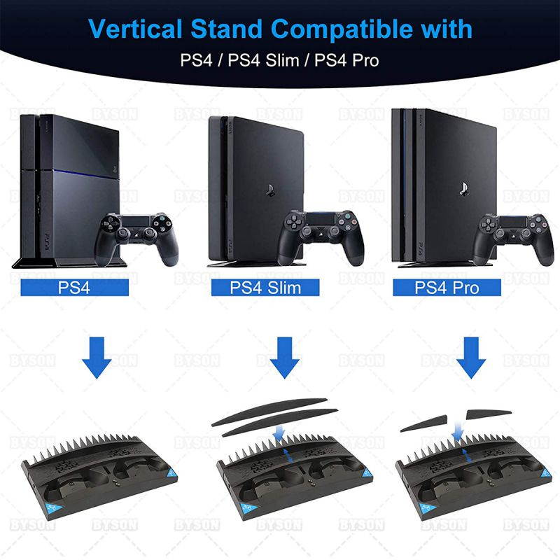 Ackmioxy PS4 Cooling Fan Vertical Cooling Stand Compatible with Ps4 Pro/Ps4 Slim/ Ps4, with 2 Controller Charger Station, 17 Games Storage Slot, 1 Headset Storage Holder
