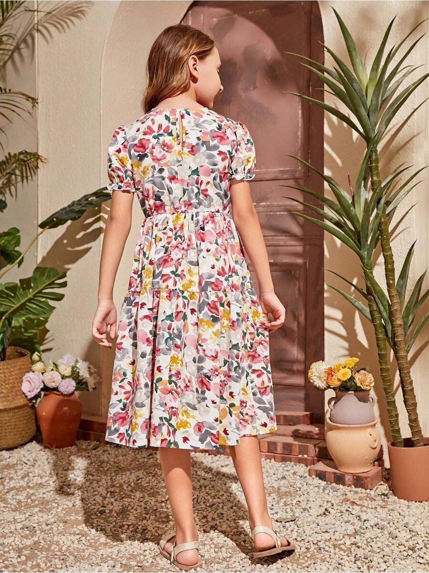 Bolly Lounge Girls Multicolor Floral Dress