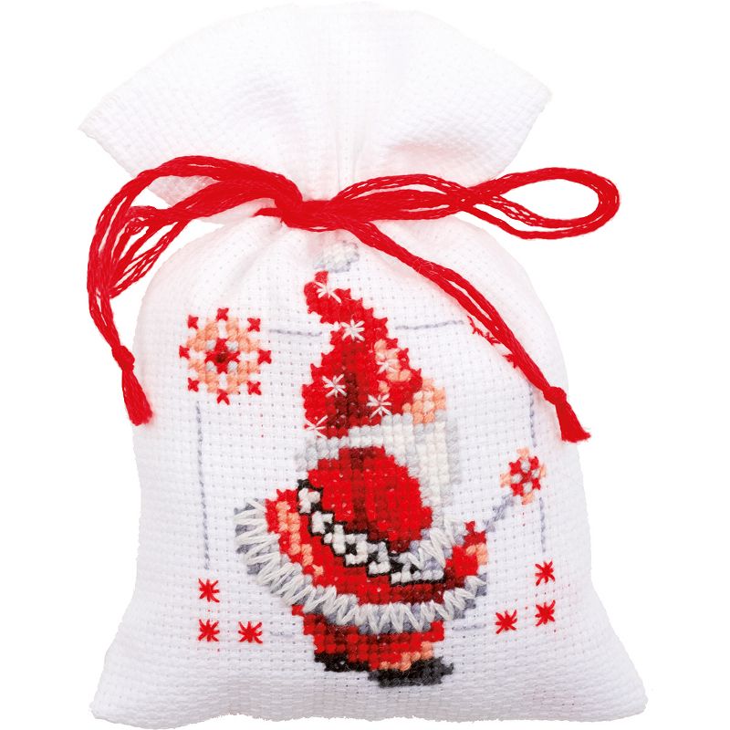 Vervaco Counted Cross Stitch Kit 3.25"X4.75" 3/Pkg-Christmas Elves Bags On Aida (18 Count)