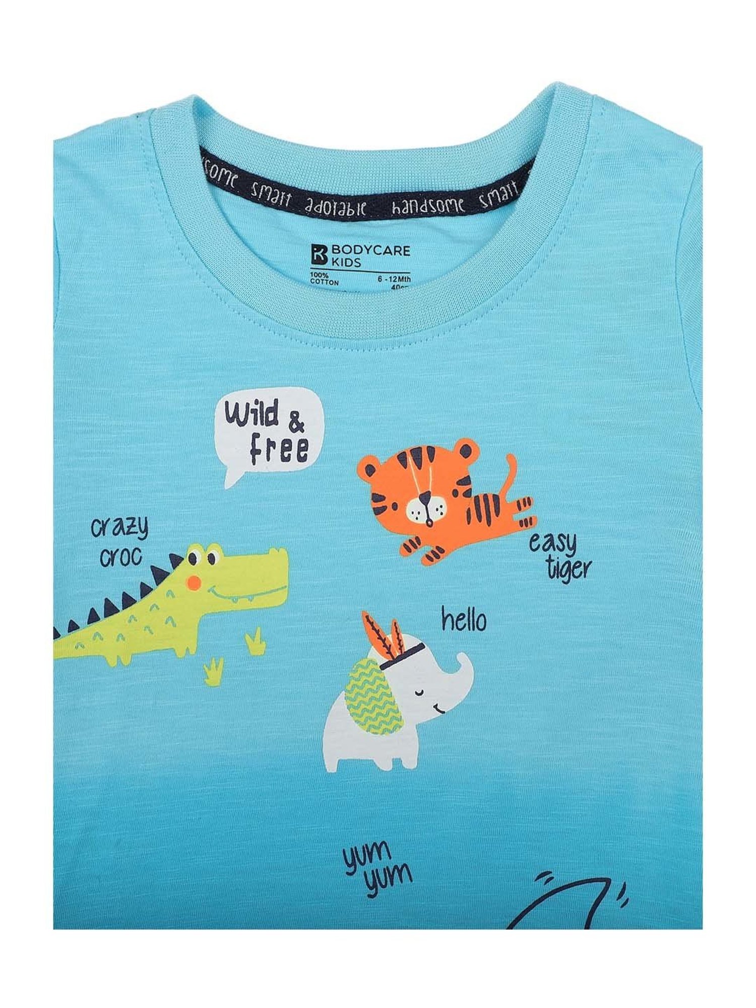 Bodycare Kids Sky Blue Cotton Printed T-Shirt