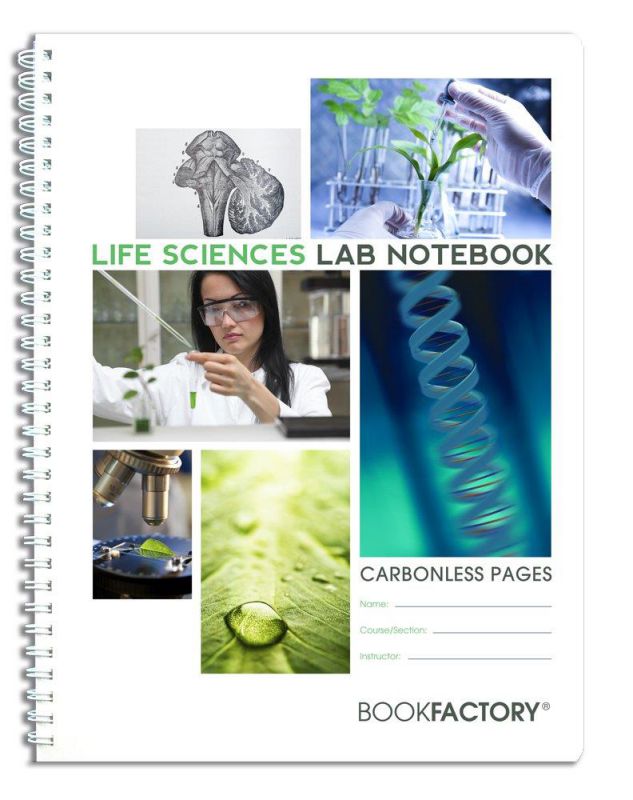 BookFactory Carbonless Life Sciences Lab Notebook - 50 Sets of Pages (8.5" X 11") (Duplicator) - Scientific Grid Pages, Translucent Cover, Wire-O Binding (LAB-050-7GW-D (Life Sciences))