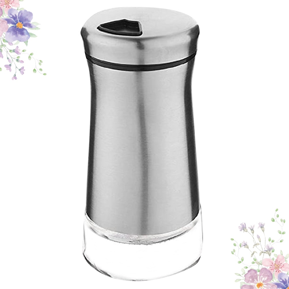1Pc Stainless Steel Glass Seasoning Bottle Can Jar Pepper Container Kitchen Supply Home Accessory for Home Restaurant Kitchen