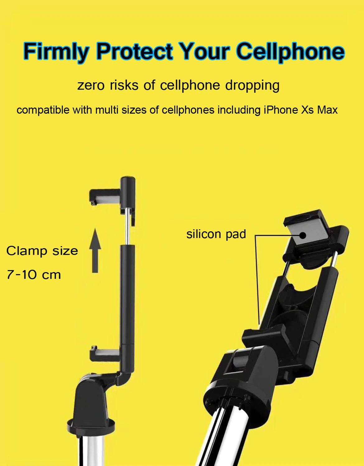 Remote Extendable Mini Tripod Wireless Bluetooth Selfie Stick for iphone/Android/3 in 1Foldable Handheld Monopod Shutter