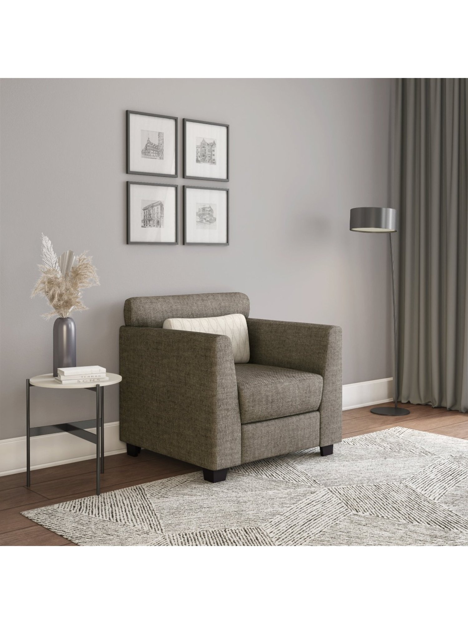 Nilkamal Svelte Dark Brown Fabric - Polyester 1 Seater Recliner Sofa