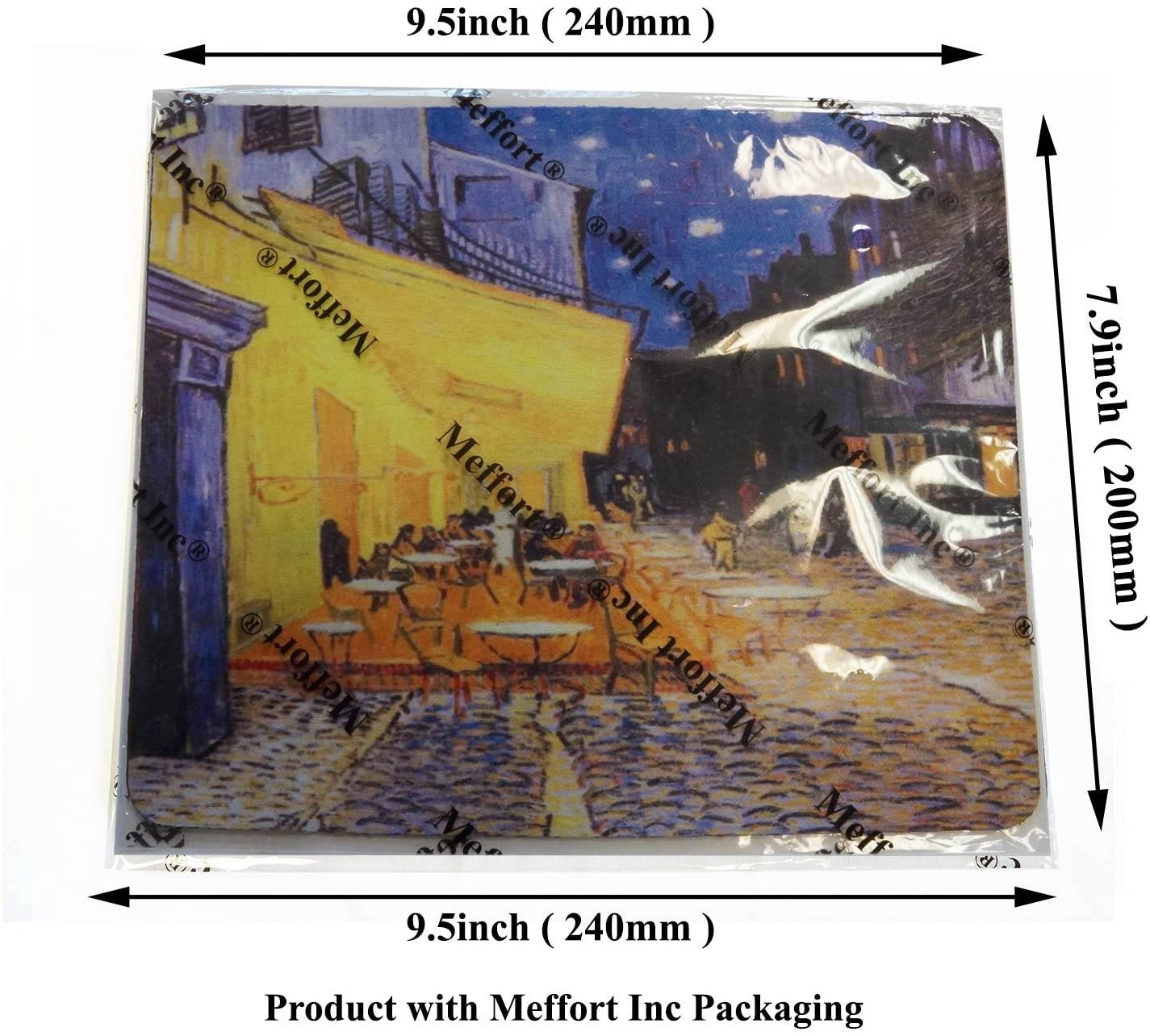 Meffort Inc Standard 9.5 x 7.9 Inch Mouse Pad - Vincent Van Gogh Cafe Terrace at Night