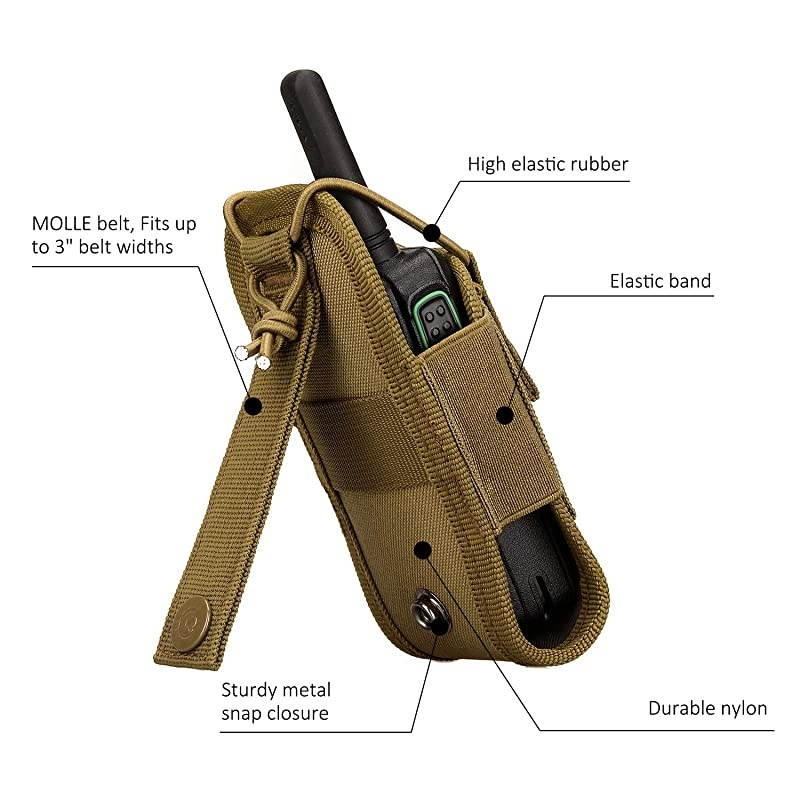 Versatile Radio Holster PouchTactical Molle Radio Holder Case PouchMilitary Interphone Storage Nylon Bag Lightweight for Two Way Radios Walkie Talkies Black