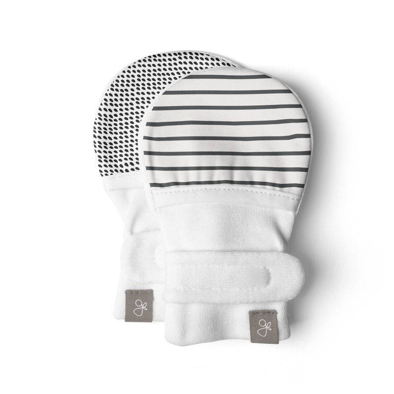 Goumi Baby Organic Cotton Striped Mittens - Gray 0-3M