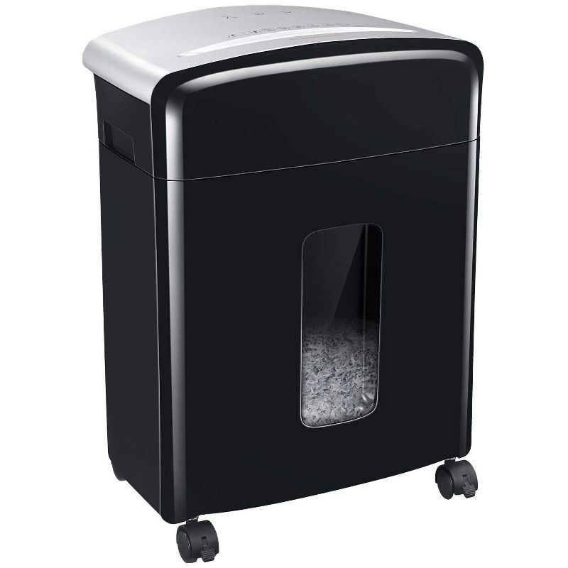 Bonsaii C220-B Portable 10 Sheet Cross Cut Paper and Credit Card Home Office Shredder Bin with 3.5 Gallon Capacity Wastebasket and 4 Rolling Wheels