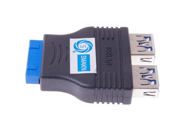SMAKNA 2 Ports USB 3.0 Female to Motherboard 20pin Housing Extension Adapter