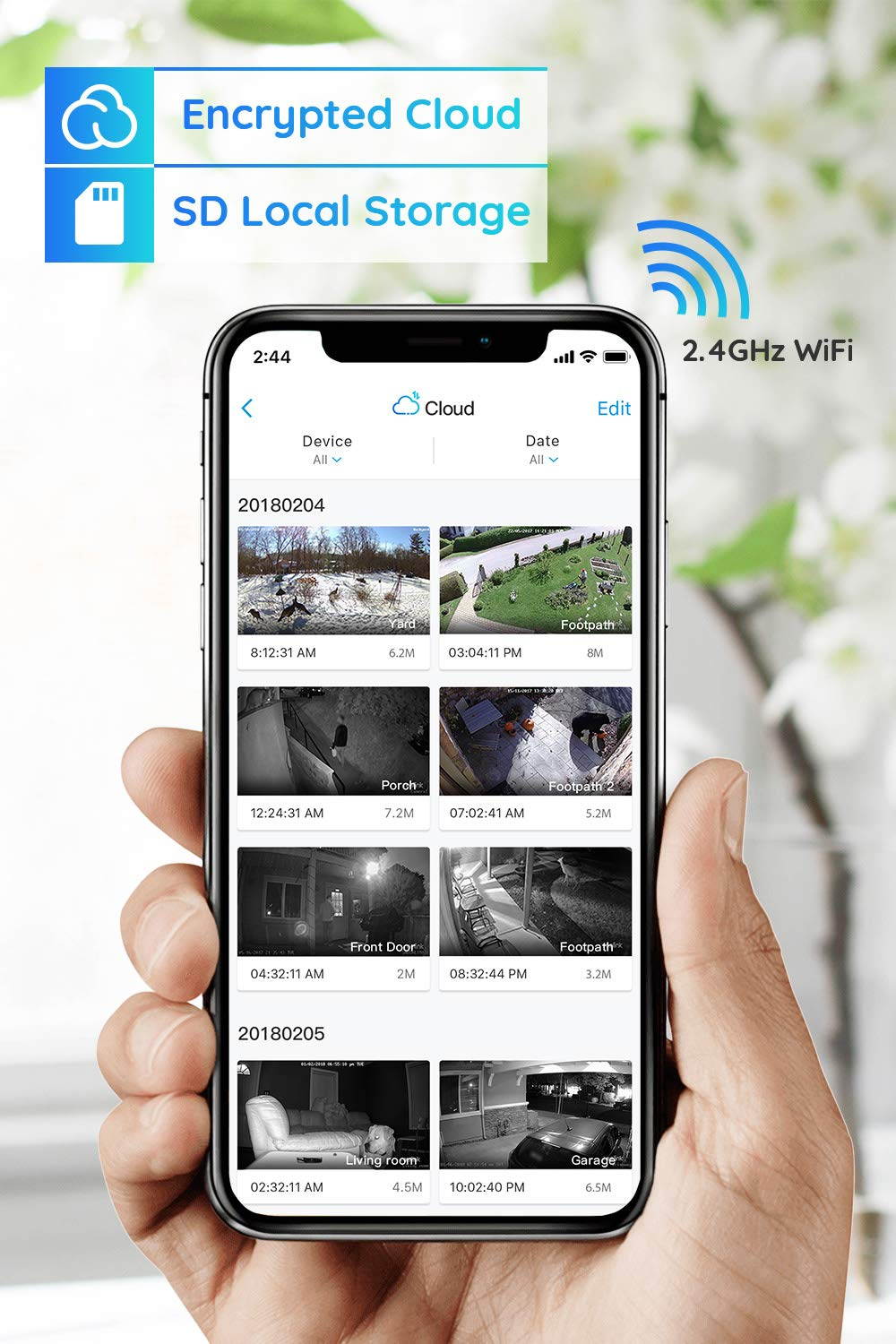 Reolink Argus 2 w/ Black Solar Panel - Wireless Outdoor Battery Security Camera 1080p HD Wire-Free 2-Way Audio Color Night Vision, PIR Motion Detection, Support Cloud/Alexa/Google Assistant