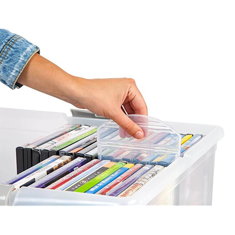 MCBLMB Large Divided Media Storage Box Clear