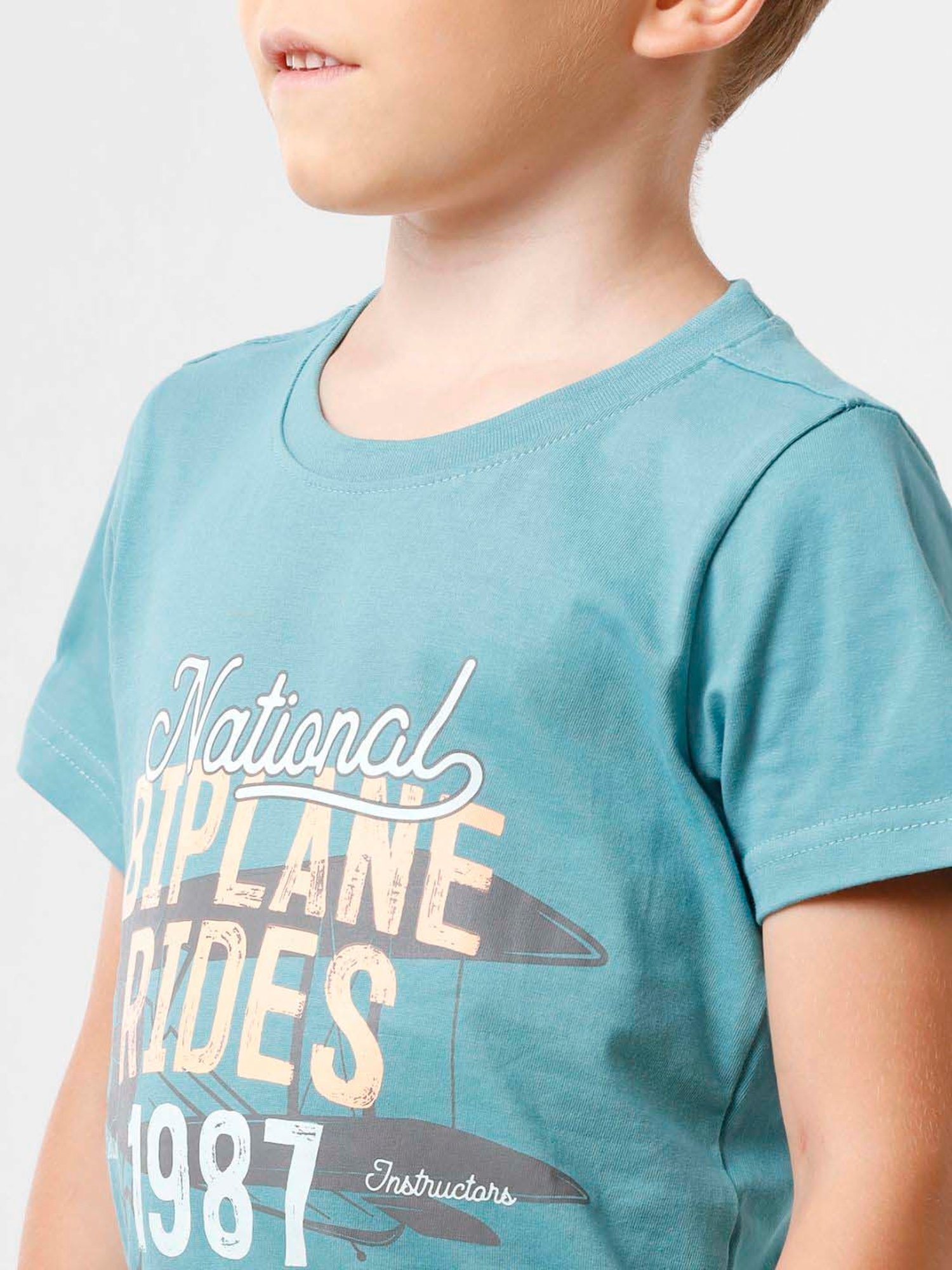 Kate & Oscar Kids Blue Cotton Printed T-Shirt