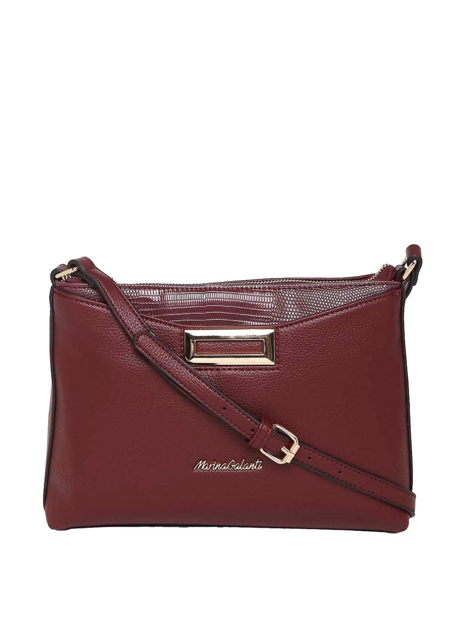 Marina Galanti Maroon Solid Medium Sling Handbag
