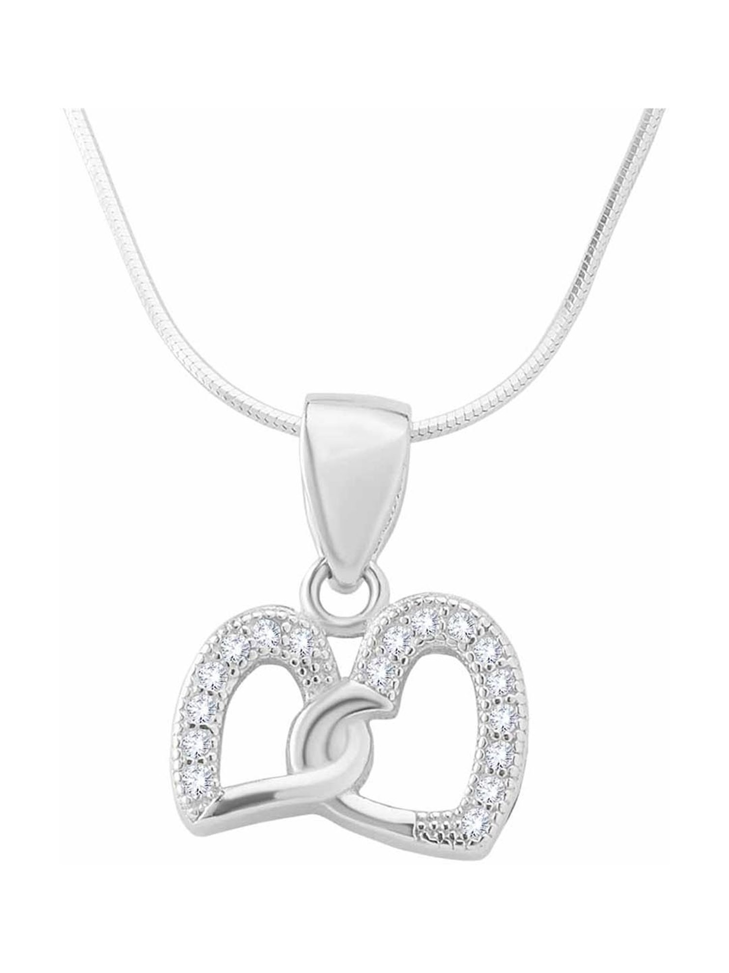 Anayra 92.5 Sterling Silver Heart Pendant with Chain for Women