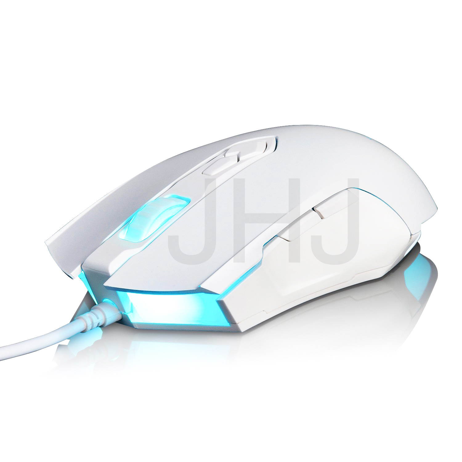 Ajazz AJ52 Watcher RGB Backlit Ergonomic Gaming Mouse, 2500 DPI A5050 7 Programmable Buttons Wired Gaming Mice for Windows Mac OS Linux, Competitor White Star