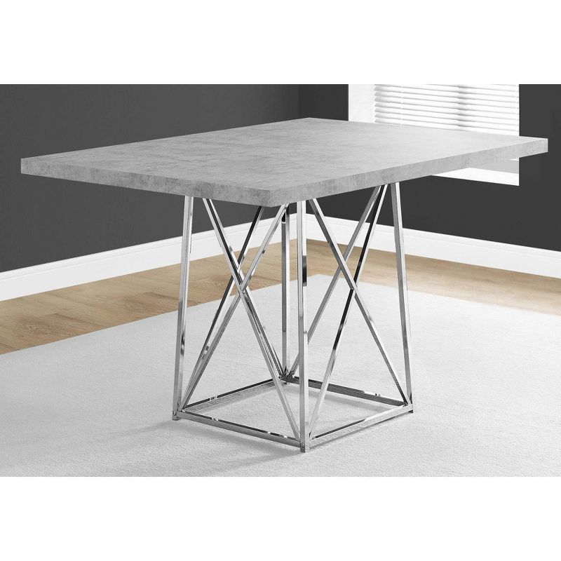 36" X 48" Dining Table Chrome Metal Cement Gray - EveryRoom