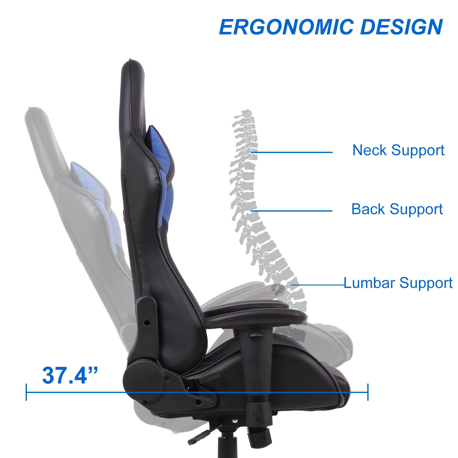 Gaming Chair Racing Video Game Chairs High Back Ergonomic Office Computer Desk Chair with Headrest