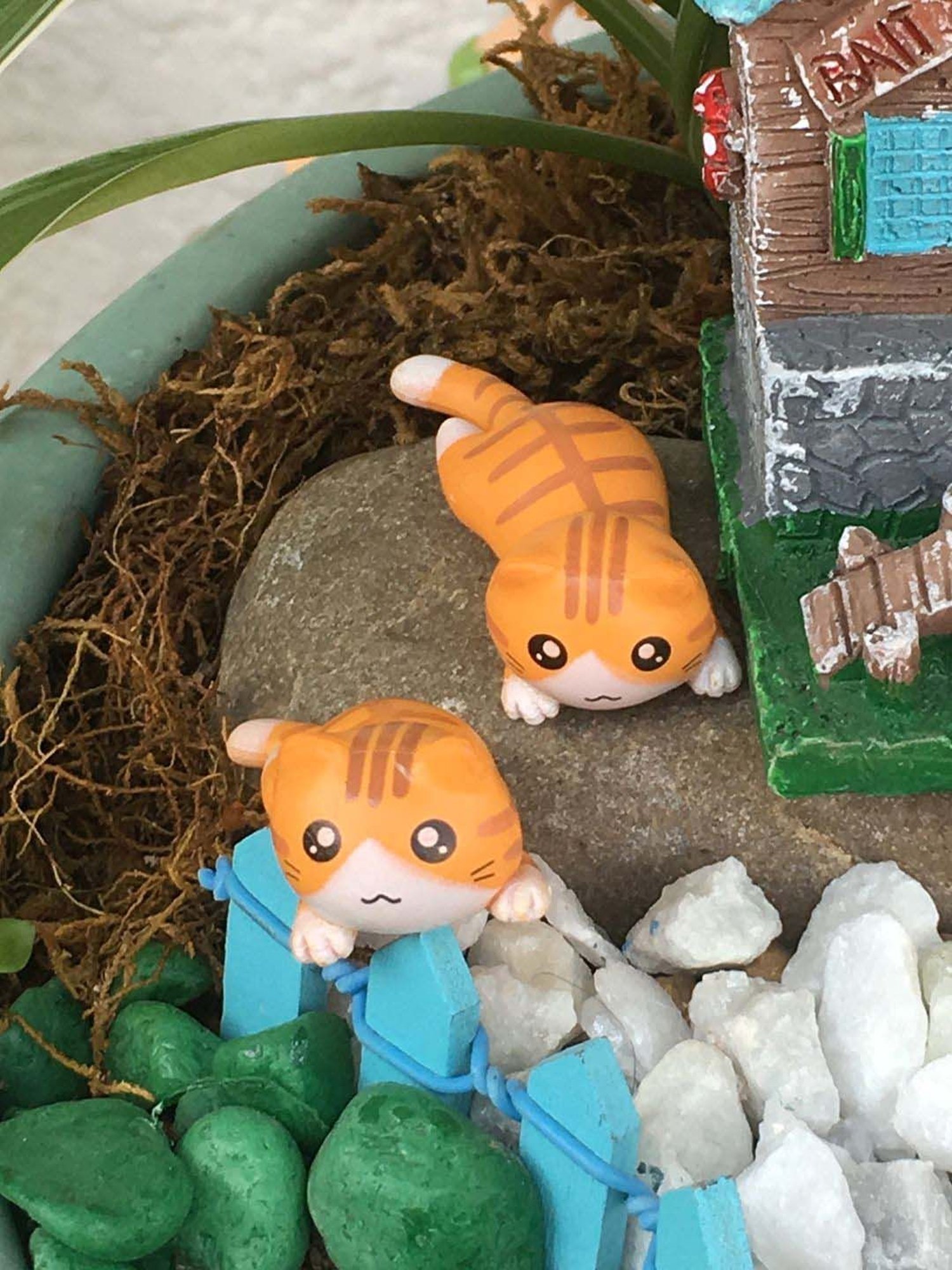 Tayhaa Brown Plastic Lying Tiger Toy Showpiece - Set of 2