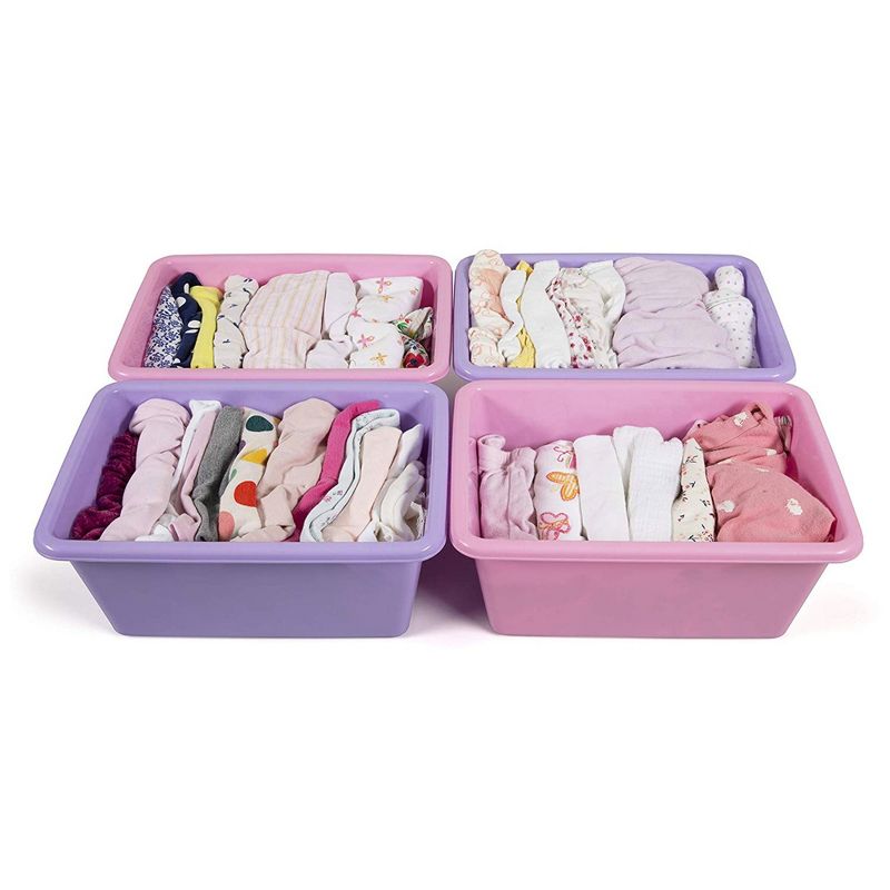 Tot Tutors SM098 Standard Plastic Storage Container Bins, Pink/Purple (Set of 8)