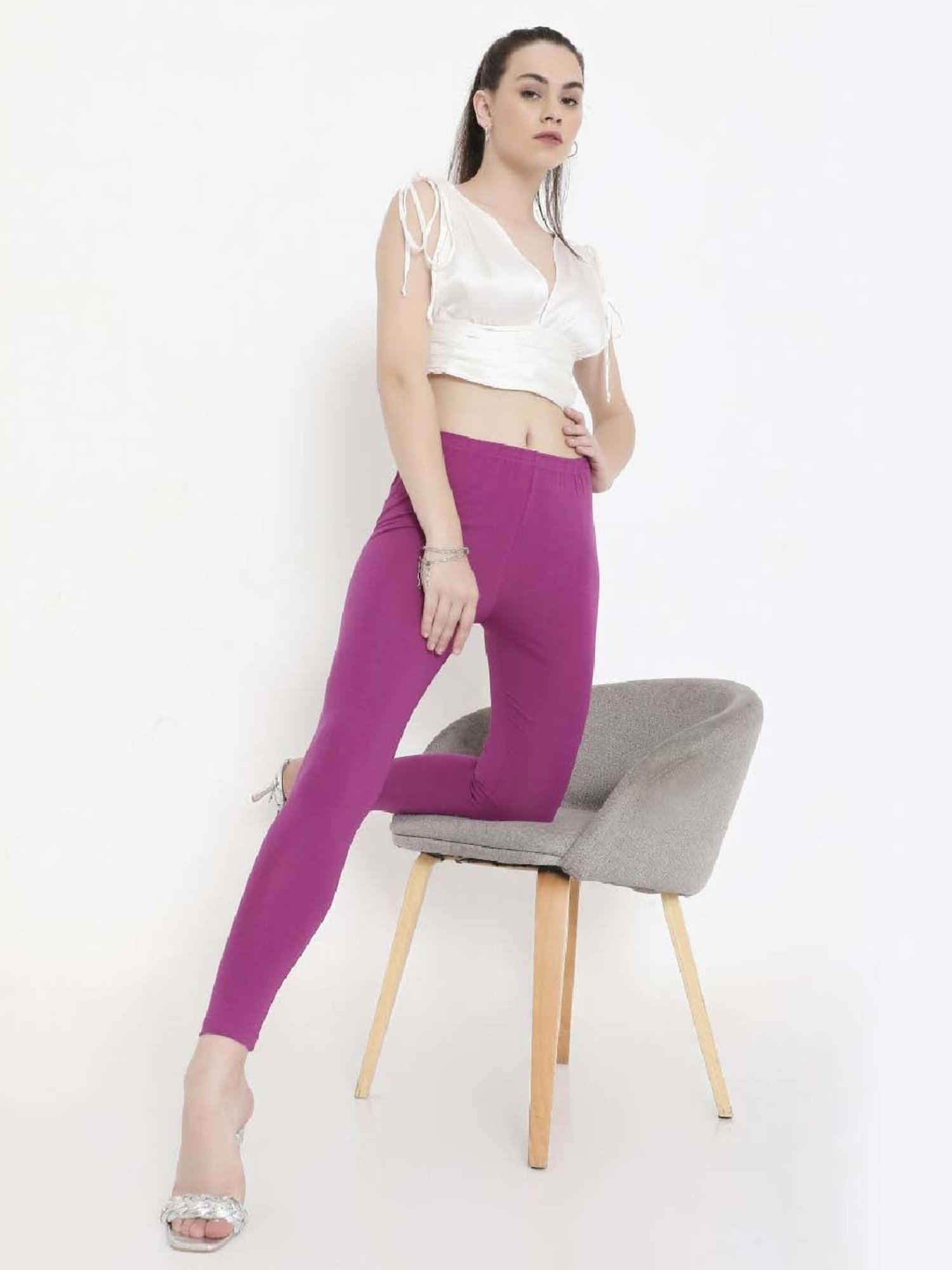 FEELINGS Purple Plain Leggings