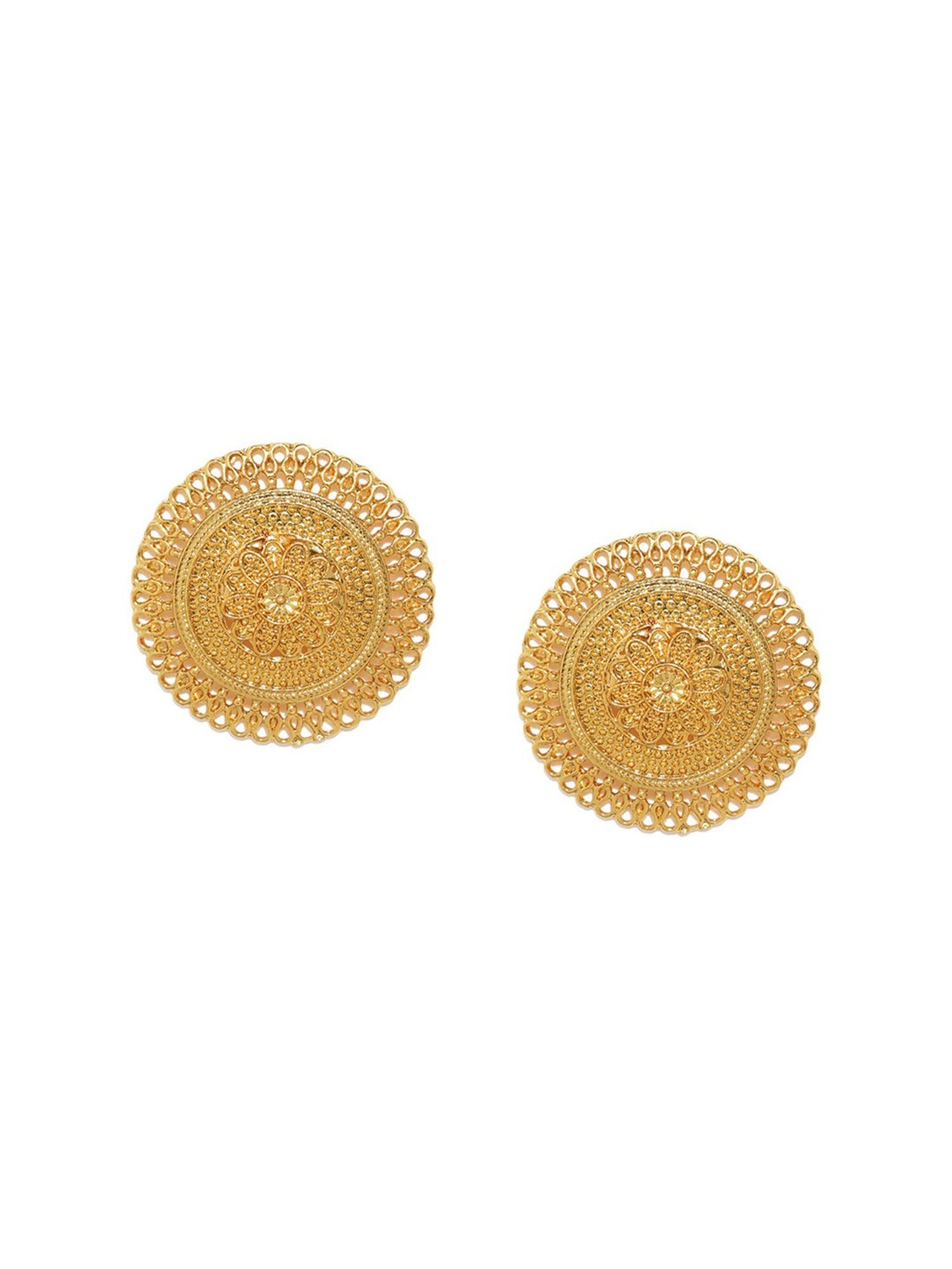 Zaveri Pearls Gold Tone Splendid Gold Look Finely Detailed Stud Earrings-ZPFK9370