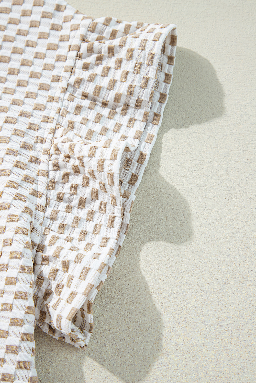 Skobeloff Textured Ruffle Split Top and Drawstring Shorts Set