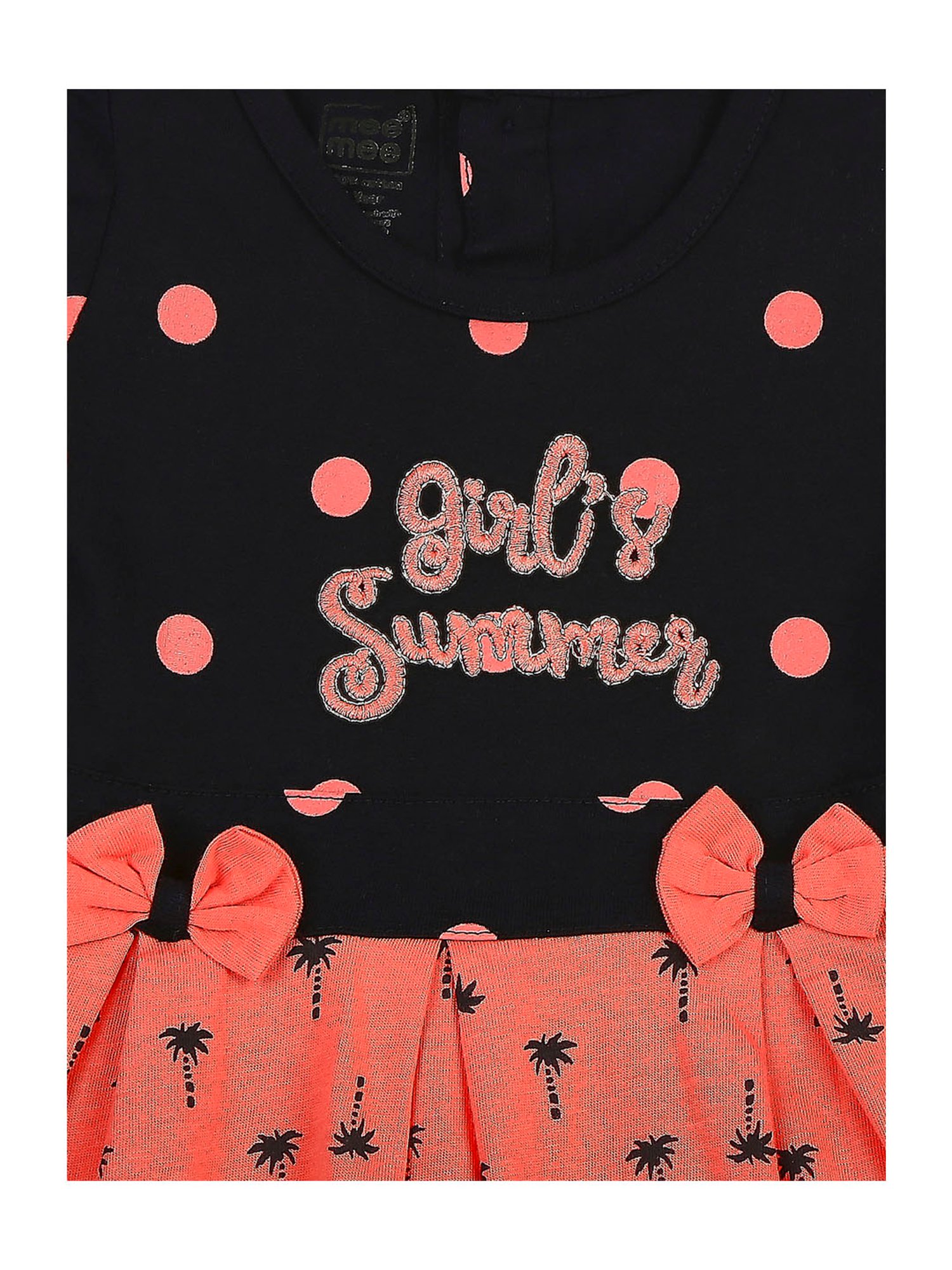 Mee Mee Kids Black & Coral Printed Dress