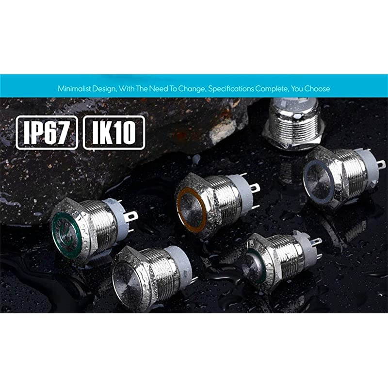 16mm Chassis Switch Metal Button Switch with 22inchs Extension Cable Red Yellow Blue Green Switch Symbol Suitable for Computer DIY Switch 16mm Blue Symbol