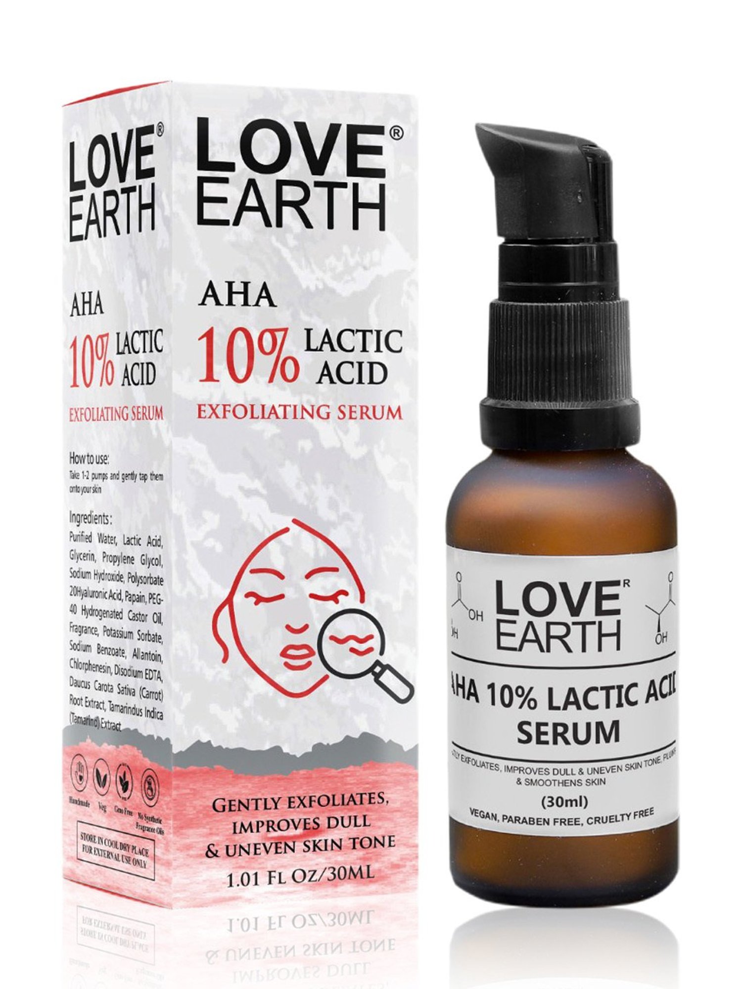 Love Earth AHA 10% Lactic Acid Exfoliating Serum - 30 ml