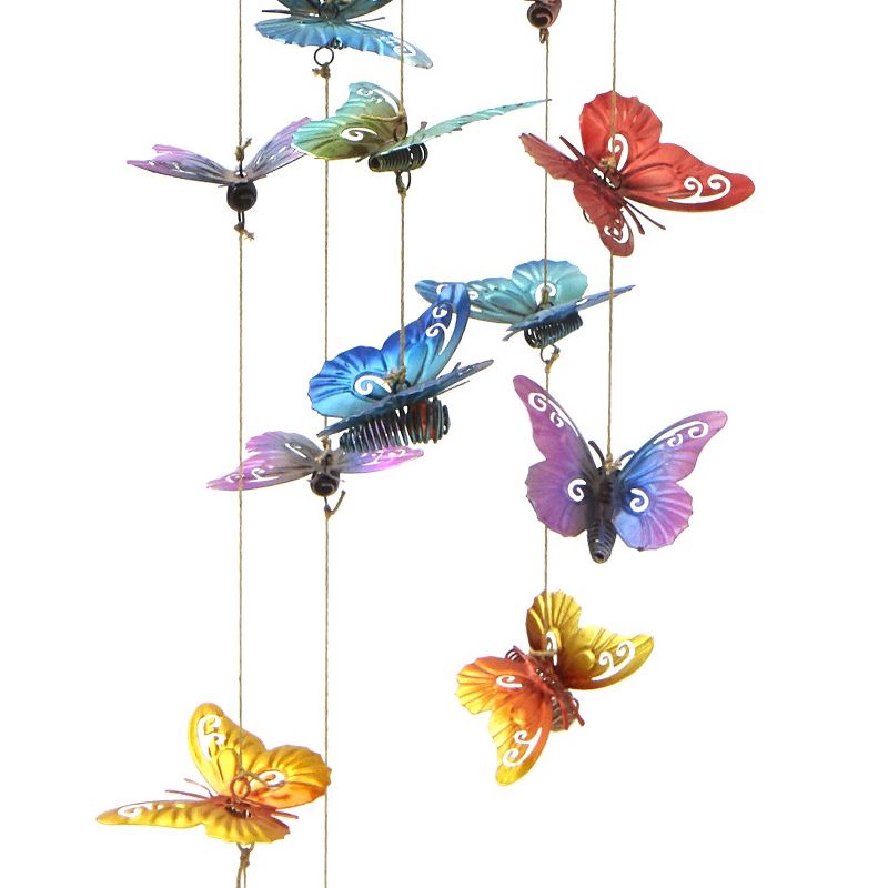 Lakeside Hanging Solar Lighted Butterfly Mobile with Crackle Glass Bulb