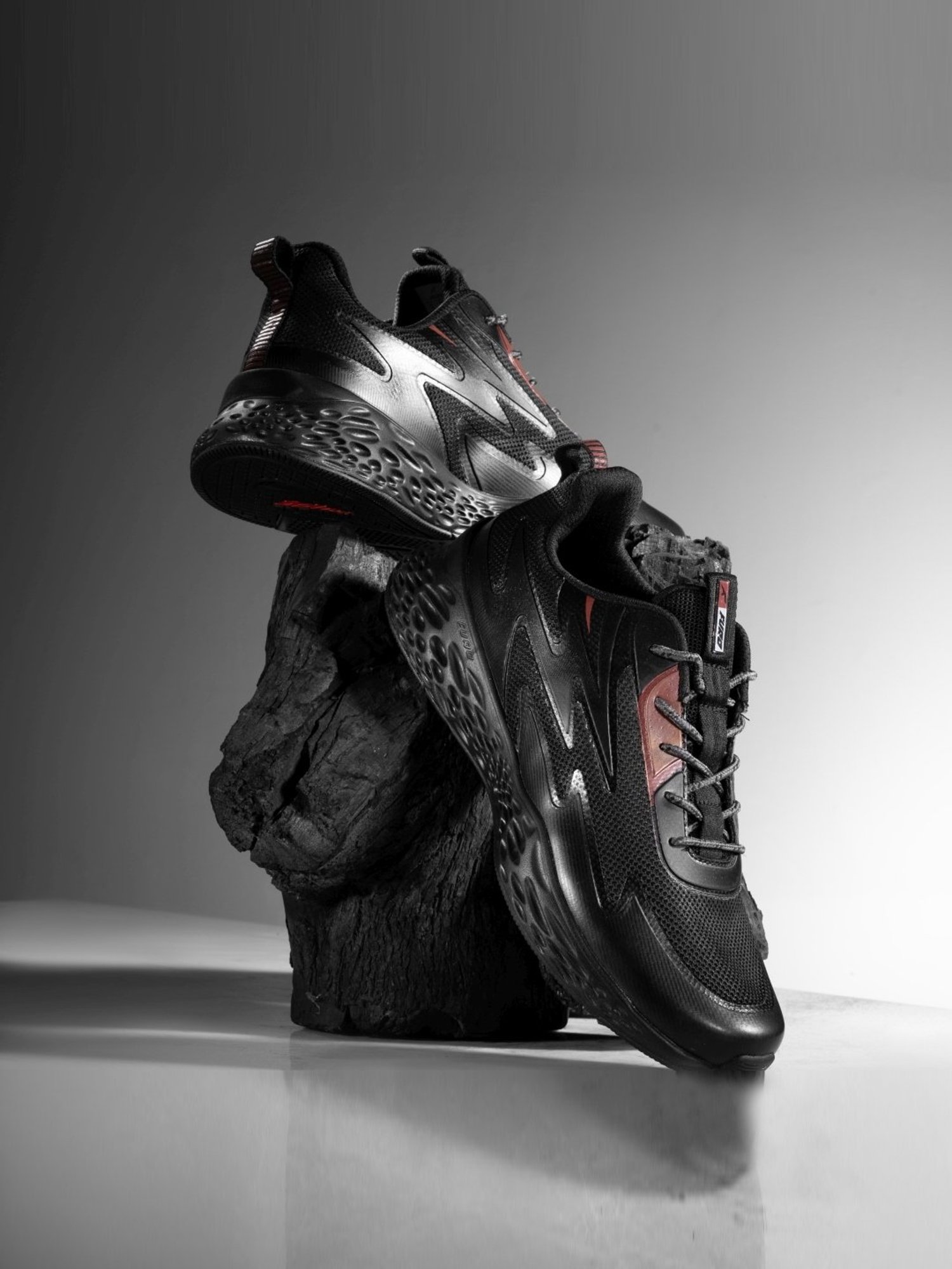 Furo by Red Chief Men's Black Running Shoes