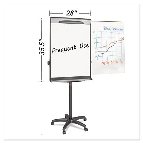 Bi-silique Tripod Extension Bar Magnetic Dry-Erase Easel 69" - 78" Blk/Silver